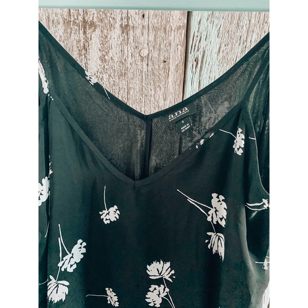 a.n.a Floral Spaghetti Strap Dress Black Small - Picture 3 of 6